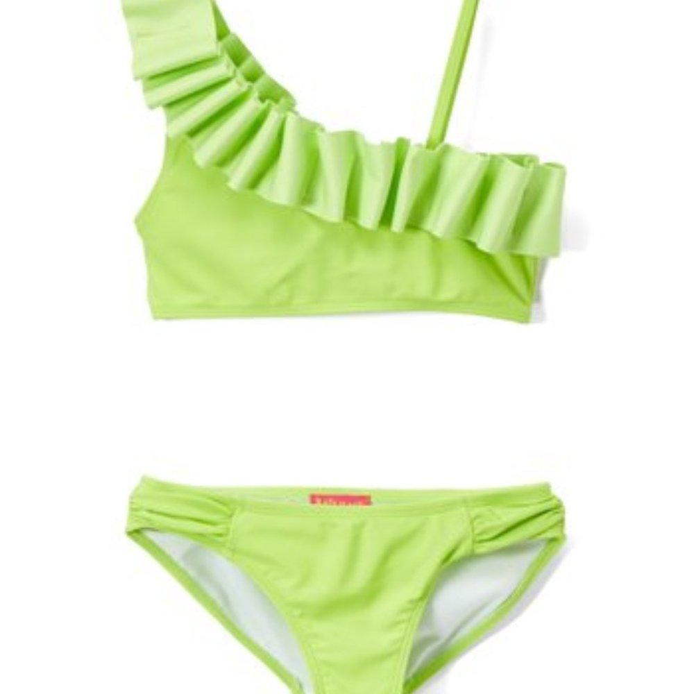Kate Mack Lime Ruffle Swim 10